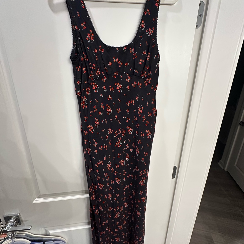 Rumored Black Maxi Dress with Red Floral Design